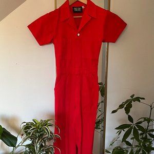 Mustang Red Big Bud Press Short Sleeve Jumpsuit